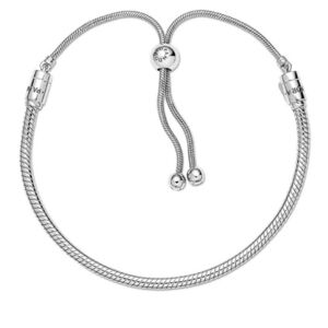 Genuine Pandora Moments 925 Silver Slider Bolo Snake Chain Bracelet Size 8